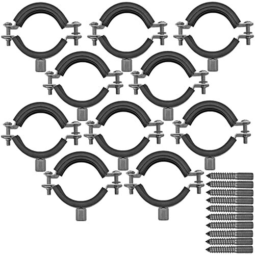 Qualitäts Edelstahl Rohrschellen mit Stockschraube | Set 10 Stück | 12 bis 207mm | Schallschutzeinlage Gummi VA V2A A2 | Wunschgröße und Menge einfach auswählen >>> 1/2 Zoll = 20-23mm Durchmesser