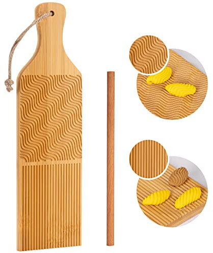 Maveite Bamboo Gnocchi Board with Pasta Maker & Garganelli Stick
