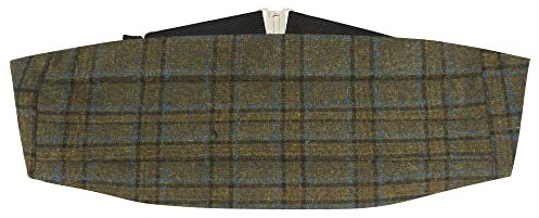 King & Priory Kummerbund mit Karomuster, Olivgrün und Braun, grün, Einheitsgröße