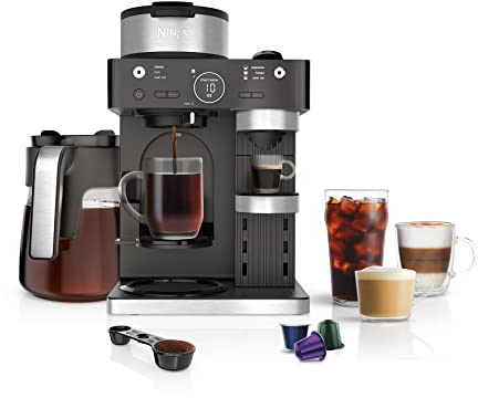 Ninja Espresso & Coffee Maker & Barista System, 3 Espresso Brew Styles, Single-Serve Coffee & Nespresso Capsule Compatible, Built-in Frother, Espresso, Cappuccino & Latte Maker, Black, CFN601