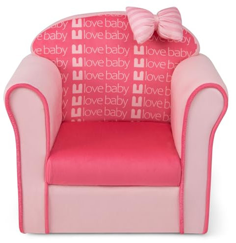 DREAMADE Kindersessel mit Rückenlehne & Armlehnen, Kindersofa mit süßen Mustern & Schaumstoff, Kindercouch, Kindermöbel für Jungen & Mädchen, für Kinderzimmer, Wohnzimmer, Schlafzimmer (Rosa)