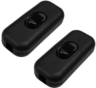 Baxcdyswe Lot de 2 Interrupteur Lampe de Chevet, 250V 6A Noir Interrupteurs Intermédiaires pour Lampe Inline 2 ou 3 Ligne pour Tous les Types de Lampes de Table, Lampes Électriques