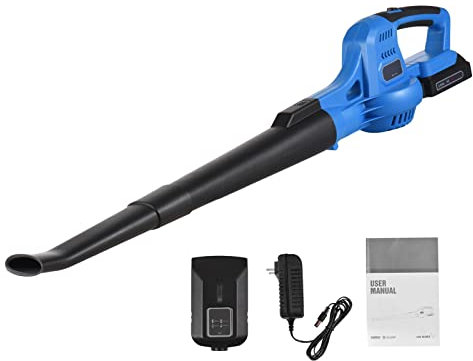 Mulcort Soplador de Hojas Eléctrico Inalámbrico de 20 V, Control de 2 Velocidades, 60 MPH/130 mph, Soplador de Hojas Portátil de Mano con Tubos de Extensión, Cargador Rápido de Batería de 2,0 Ah