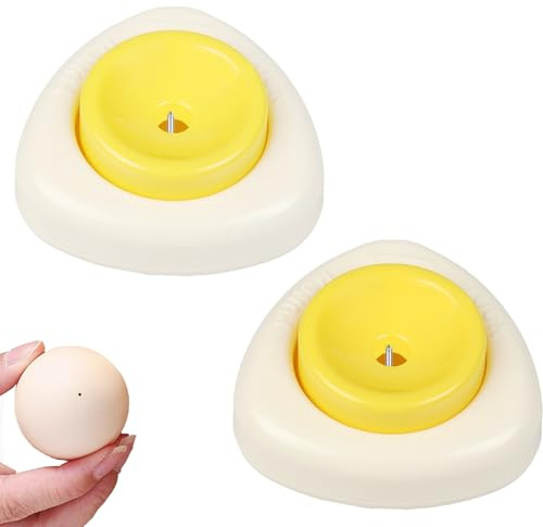 2-in-1 Egg Peeler & Poker - Hard Boiled & Raw Eggs, Safety Lock, Yellow