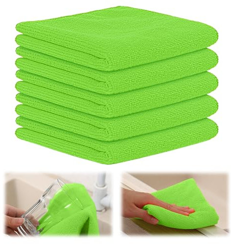 GJV Confezione da 5 panni in microfibra per la pulizia, super morbidi, panni per la pulizia dei piatti, super assorbenti e senza pelucchi, panni per la pulizia riutilizzabili, 30 x 30 cm (verde