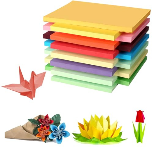 Soitzhoc 200 ark A4 färgat papper, 70 gsm, 20 livfulla färger, slät, flerfärgad, rektangulär, hantverk, rita, skriva, trycka, origami