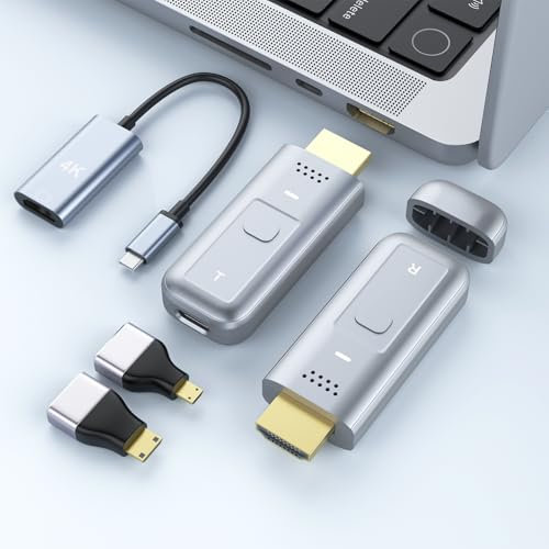 Wireless HDMI Transmitter and Receiver, 98FT/30M HDMI Wireless Extender, 2.4G&5G Bluetooth Transmission for TV Streaming, Meeting Streaming, Video Audio Files from Projector, Laptop, PC to HDTV