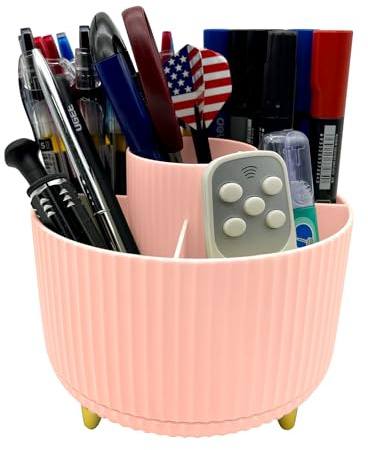 LiteTour Support rotatif à 360° pour pinceaux de maquillage et crayons, organiseur de bureau avec 5 compartiments, rangement de soins de la peau et de papeterie, organisateur de maison et de bureau