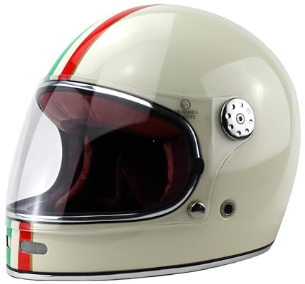 ViPER F656 Full Face Motorcycle Motorbike Helmet ECE 22.06 Approved Vintage Motorbike Helmets for Adult Men And Women Touring Urban Bike Safety Wear Full Face Helmet (Italy Flag,L)