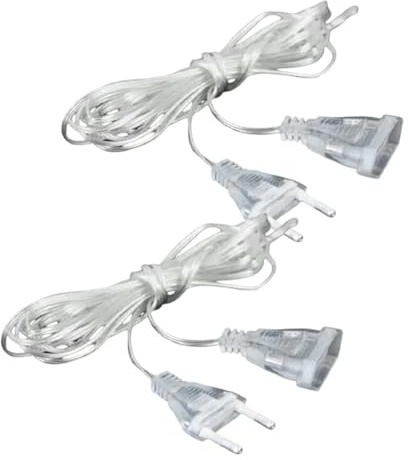 2 Pcs Verlängerungskabel Transparent, Eurostecker Verlängerung 3M Durchsichtiges Verlängerungskabel Dünn Kabel Transparent Stecker Verlängerungskabel Flachkabel Für LED Licht, Den Außenbereich 220V