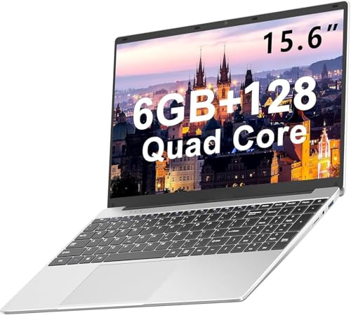 Ordenador Portátil 15.6 WIN10 Portátiles J4105 FHD,2.4G+5G WiFi BT4.2 Mini Puerto Multimedi,128GB SSD Admite expansión 1TB ‎Plata con ratón inalambrico&Protector de Teclado QWERTY Español-Plata-A