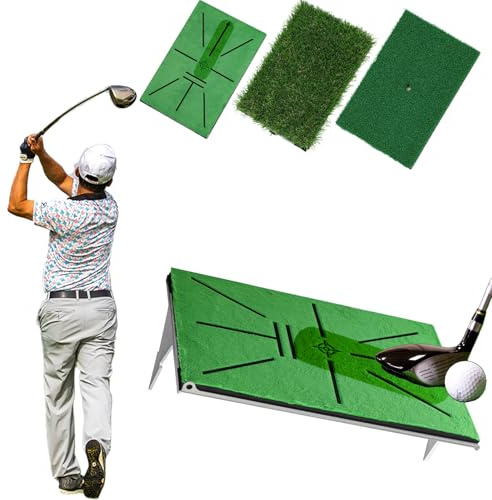 Swingmetrics golfmatta – gunga gångväg detektering med 35 cm x 23 cm aluminiumbas 3 tum dubbla jordspikar – träningsmatta för utomhusbruk, gunga feedback och träningshjälp, gåvor för män/kvinnor