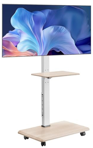 VEVOR rollbarer TV-Ständer Fernsehständer für 812,8-1778 mm TVs bis zu 40 kg, 25° Links-Rechts-Drehung & höhenverstellbare TV-Halterung mit Ablage für Schlafzimmer Wohnzimmer (max. 600 x 400 mm)