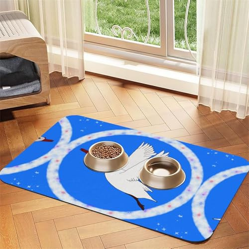 WZYCWB Mantel individual para mascotas, 40 x 60 cm, diseño de ganso blanco volador, tapete de comida para gatos y perros, plegable y fácil de almacenar