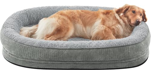 Pawk Panier Chien Grande Taille XXL, Lit pour Chien Orthopedique et Dehoussable, Coussin Memoire de Forme Canapé Chiens Imperméable, 122x89x19 cm