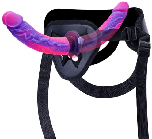Strap-On Suction Cup Dildo Adult Sex Toy for Women Lesbian, Silicone Double Sided Large Big Anal Dildo (8 Inch * 2), Adjustable Strapless Harness Double Ended Head Dildos for Vaginal Stimulation