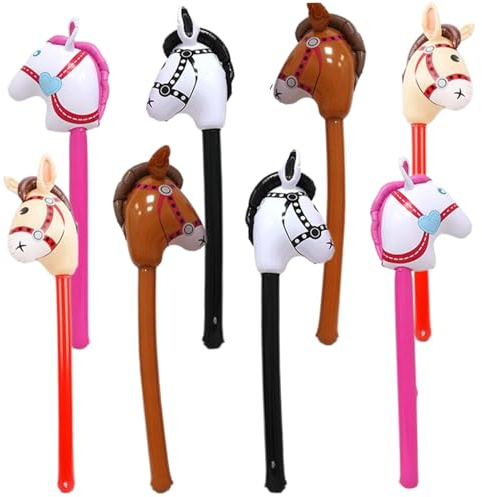 Cavallo a Bastone Gonfiabile 8pcs colorato a Palloncino di Cavallo in PVC Morbido e Anti-Foglio con Set di sigillatura Bordo Palloncini per Bambini per Le Forniture per Feste di Compleanno Tema