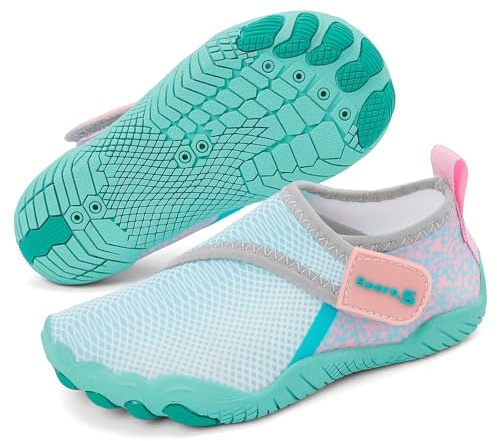 MASOCIO Escarpines Niña Niño Calcetines Zapatillas de Agua para Piscina Verano Zapatos Playa Natacion Bebe Antideslizante Turquesa EU 31