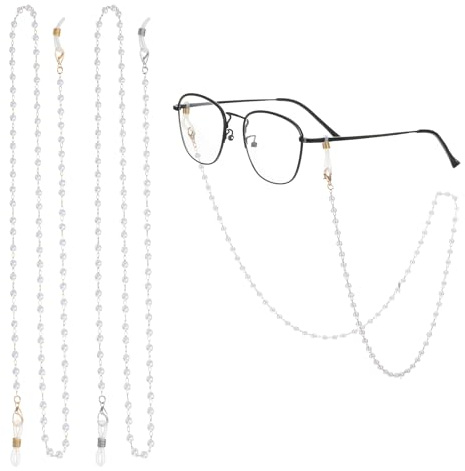 HJZHII 2pcs Pearl Glasses Chain, Eyeglasses Chain Beaded Sunglasses Chains Pearl Eyewear Chain Holder Necklace Around Neck Eyeglass Chain-Cord for Women (No Glass Included)