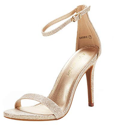 DREAM PAIRS Women's Stiletto Ankle Strap High Heels Sandals Party Shoes Karrie,Size 5.5,Gold/Glitter,Karrie