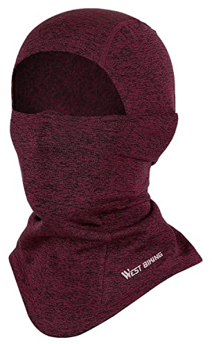 WESTGIRL Balaclava Winter Ski Mask, Windproof Warm Face Mask for Unisex, Cold Weather Thermal Fleece Hood Outdoor Sports Gear for Cycling, Skiing, Snowboarding, Motorcycling Red