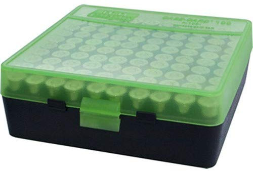 X-Targets MTM Patronen Aufbewahrungsbox aus Kunststoff mit Deckel / 9 mm Luger / 9x18 mm Makarov / 100 Schuss (Grün/Schwarz)