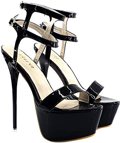 Sexy Sandali cubista Tacco a Spillo 17.5 cm Stiletto - KH101-v-NERO (Nero, Numeric_40)