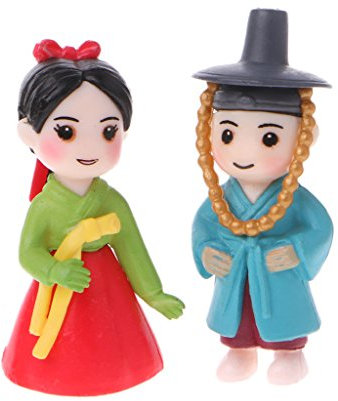 Ocobudbxw coréen Amoureux Figure Ornements Miniature Maison de poupée bonsaï fée Jardin décor