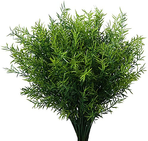 XLFAQXM Artificial Plants Flowers Grass Shrubs 8 Pack No Fade Faux Plastic Flowers Outdoor for Farmhouse Garden Porch Patio Indoor Wedding Decoration Greenery Fake Plants uv Resistant