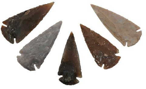 Lord of Battles Medieval Flint Arrowhead (1-10 Size) | Crystal and Healing Stone Flint Rock Arrow Heads for DIY Project Craft Point Jewelry Making (Set of 5, 2)