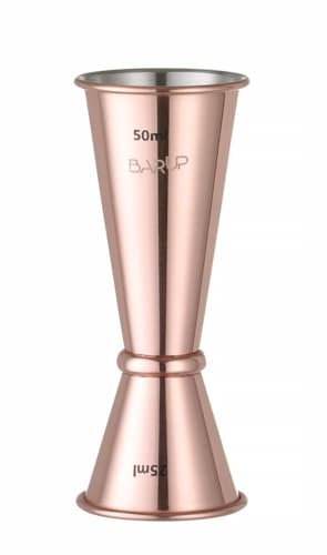 HENDI Jigger cocktail doppio 30/50ml, BarUp, misurino per bevande da barista professionale, dosatore per bar, barman, ø45x(H)114mm, acciaio inox placcato rame