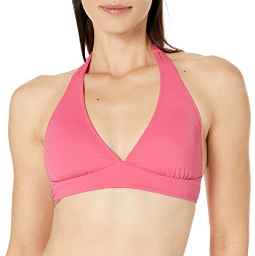 Amazon Essentials dam lätt stöd slips halter bikini baddräkt topp (finns i plusstorlek), varm rosa, medium