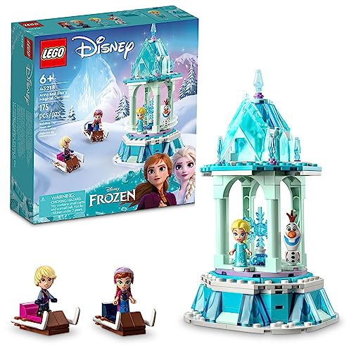 LEGO Disney Die Eiskönigin Anna und Elsas magisches Karussell 43218 Eispalast Bauspielzeug Set mit Disney Prinzessin Elsa, Anna und Olaf, tolles Geburtstagsgeschenk für 6-Jährige