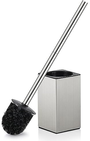 Scopino per WC QIUFEN, Spazzolone Bagno WC, Asciugatura Rapida, Scopettino Bagno, Acciaio Inox, Facile da Pulire, Poco Ingombrante - Argento