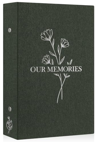 Lanpn Photo Album 4x6 300 Pockets, Linen OUR MEMORIES Hardcover Photo Book Photobook Holds 300 Horizontal Pictures Only Green