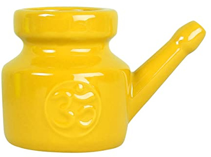 Evvmnaks 350 ml Ceramica Neti Vaso di pulizia durevole Vasetto per Beccuccio anti-perdite per risciacquo nasale, lavaggio da , giallo
