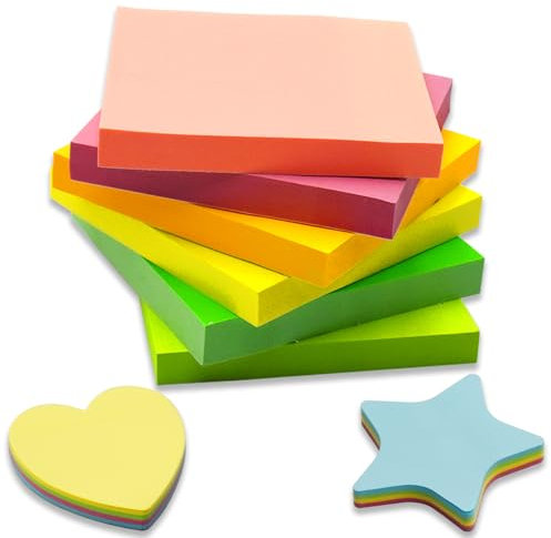 SHENSAIGO 8 Stück Haftnotizen Klebezettel, 800 Blatt Sticky Notes, Bunte Notizzettel, 76 × 76mm Quadratische Selbstklebende Klebezettel Klein für Büro Zuhause Schule, 6 Farbe