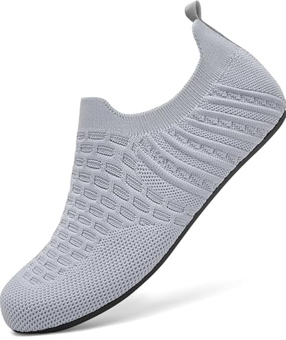 BARFULKER Zapatillas de estar por casa para mujer, hombre, ligeras, planas, antideslizantes, cómodas, para el hogar, cómodas, flexibles, descalzos, 900 Gris, 37 EU