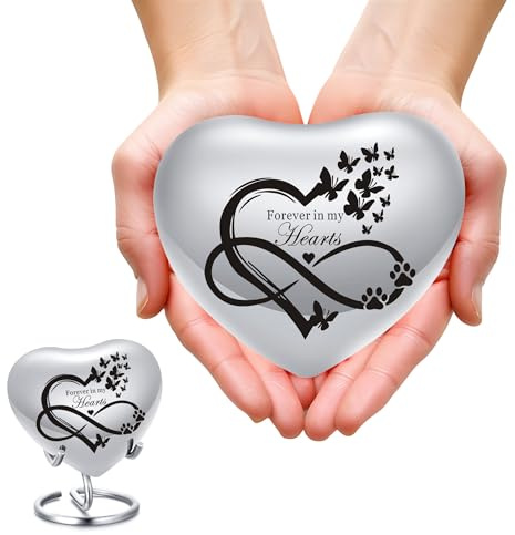 QGJNSGC Urne en forme de cœur pour cendres humaines - Petites urnes pour cendres d'animaux de compagnie - Urne en forme de cœur pour chat et chien - Mini urne funéraire - Urne funéraire commémorative