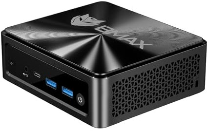 BMAX Mini PC, AMD Ryzen 7 5825U (8C/16T, hasta 4,5 GHz), B5A Pro Mini Ordenadores de sobremesa 16GB RAM DDR4 512GB NVMe SSD, HDMI/Type-C/DP/WiFi 6/para Oficina, Ordenador Pequeño, Desktop PC