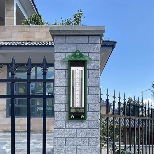 Outdoor Thermometer with Min & Max - Battery Powered Weatherproof Wall or Fence Mounted X-Large Easy to Read Garden Temperature Reader Gauge Device with LCD Display – Measures H22 x W6 x D3cm