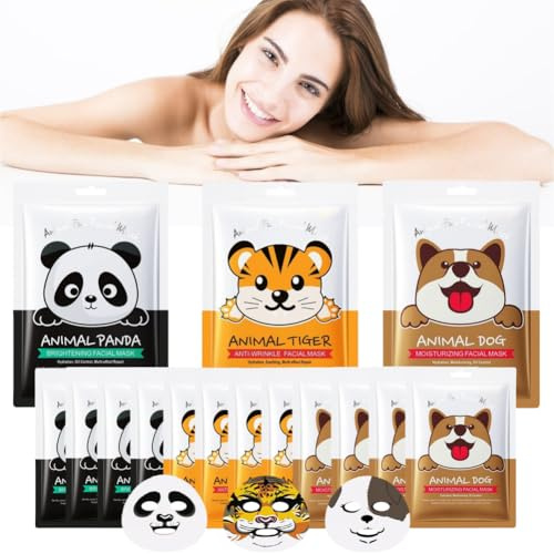 Maschera Viso In Tessuto Animal,12pcs Maschera Viso Bambina,Mascheras In Tessuto,Mascheres Per Il Visos Per La Cura Della Pelle