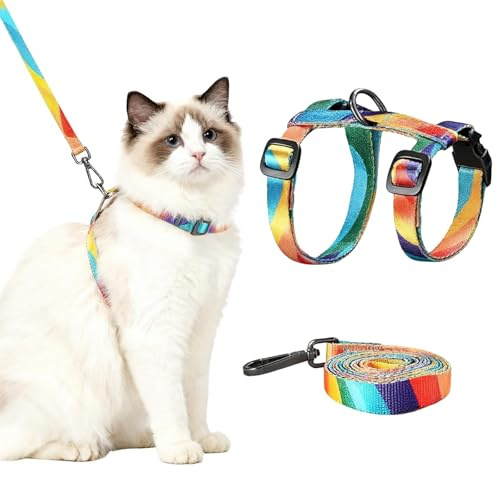Cat Leash Collar Cat Harness and Leash Set Adjustable Kitten Harness with Leash Lightweight & Soft Pet Safety Harness for Walking and Travel