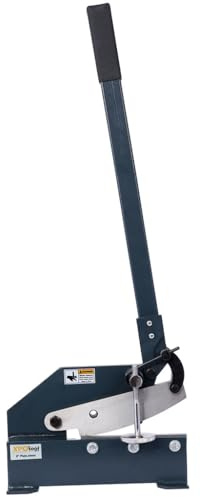 8 Hand Plate Shear, Manual Bench-Mounted Metal Shear & Rod Cutter, Cuts 1/4 Sheet, 2-3/4×1/4 Flat Bar & 1/2 Rod, Long Lever with Spring Assist, High-Carbon Blades