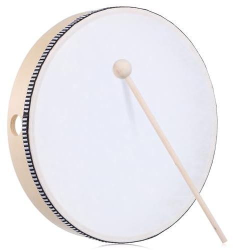 LRXIYODE Handtrumma med Träram och Trumstock Percussionsinstrument för Klar Ljudkvalitet och Bärbar för Sång och Festligheter Lätt att Lära Sig och Dekorera