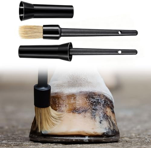 Ferrochef 2 Set Hoof Oil Brush for Horses with Cap Black for Horse Hoof Care to Restore Dry and Fragile Hooves