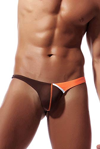 Newsywell Herr is silke string bikini låg stigning mjuka kalsonger underkläder, Kaffe, M