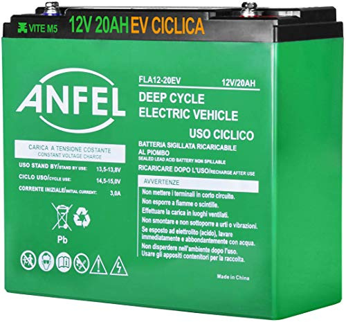 ANFEL Batteria Lead Acid AGM 12V 20Ah al Piombo Ricaricabile Ciclica Pila Batteria Ermetica Batterie di Ricambio per Trattorino Tosaerba Tagliaerba Carrelli Golf Cars Carrozzina Scooter