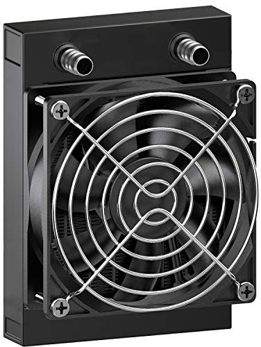 CLDIY Radiatore ad acqua Cooling, 8 tubi in alluminio, con ventola per PC, PC, PC, computer, sistema di raffreddamento dell'acqua, DC12 V, 80 mm