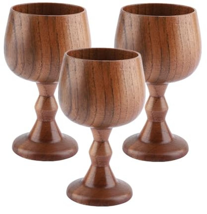 Gobelet en bois 3 pièces, tasse à bière en bois rétro tasse à vin tasse à boire tasse à eau 5.07 oz/150 ml